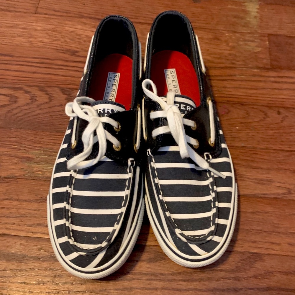 Navy and White Striped Sperry’s